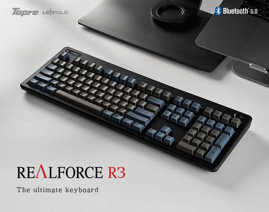 Topre Realforce R3 Grey / Blue Wireless Keyboard - Image 10
