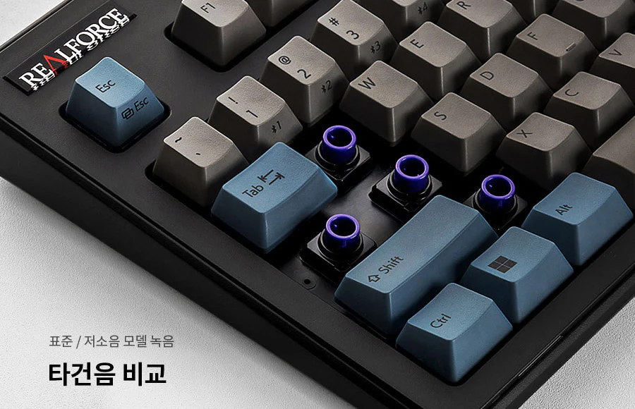Topre Realforce R3 Grey / Blue Wireless Keyboard - Image 5