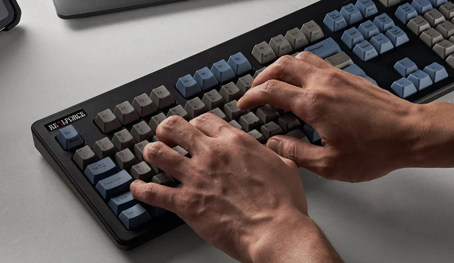 Topre Realforce R3 Grey / Blue Wireless Keyboard - Image 6