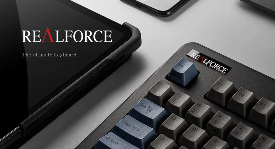 Topre Realforce R3 Grey / Blue Wireless Keyboard - Image 8