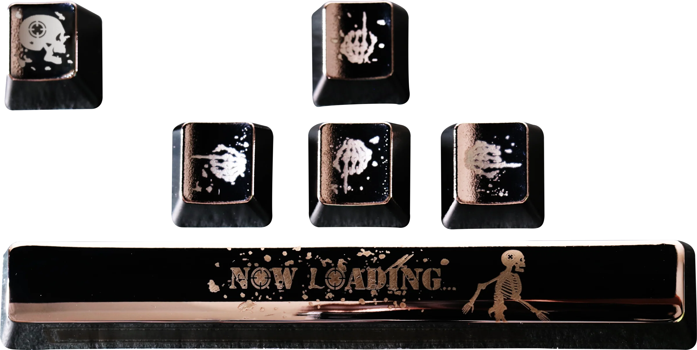 Traitors Skeleton Loading 6 Key OEM Profile Chromium Plated Laser Engraved ABS Keycap Set