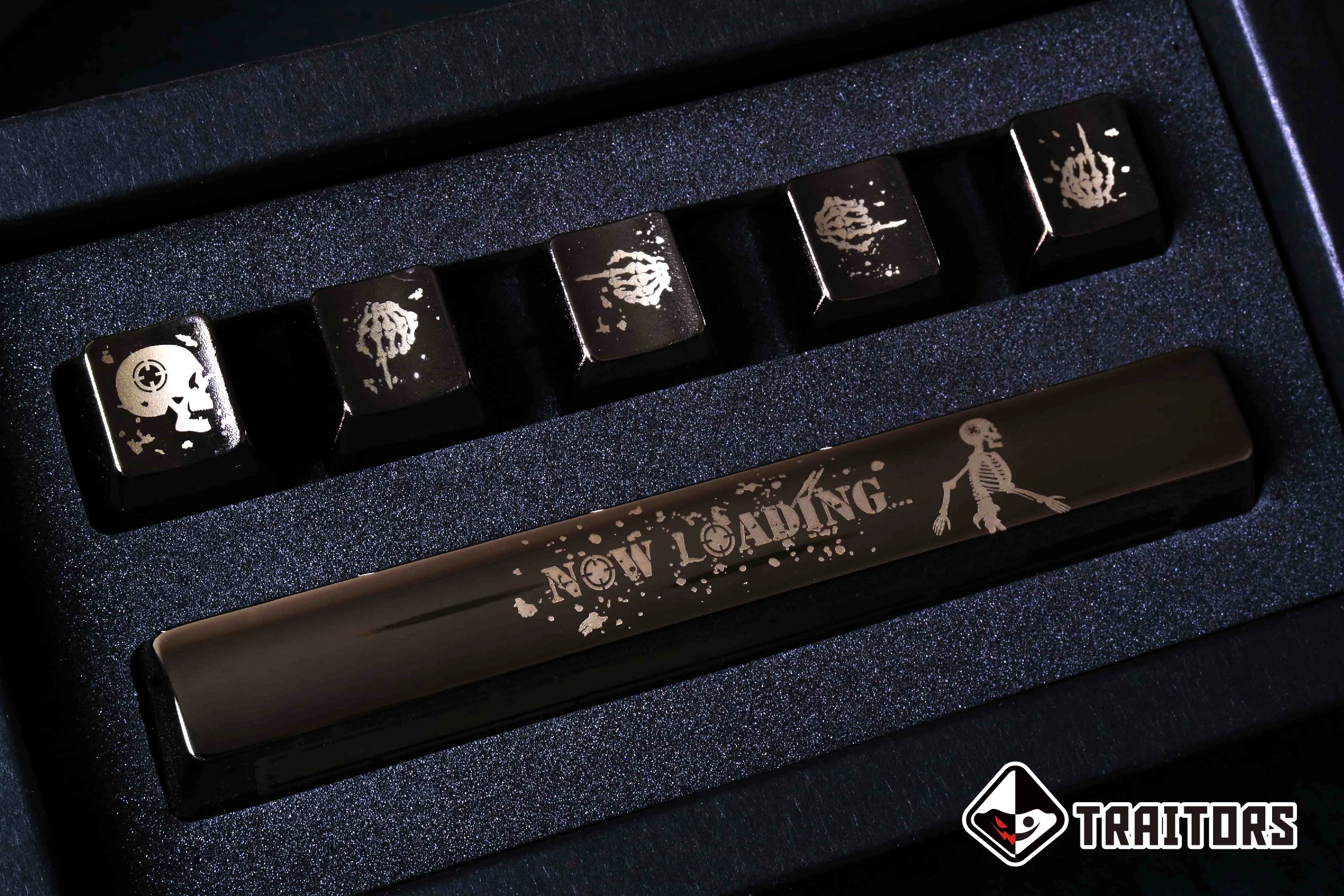 Traitors Skeleton Loading 6 Key OEM Profile Chromium Plated Laser Engraved ABS Keycap Set - Image 2