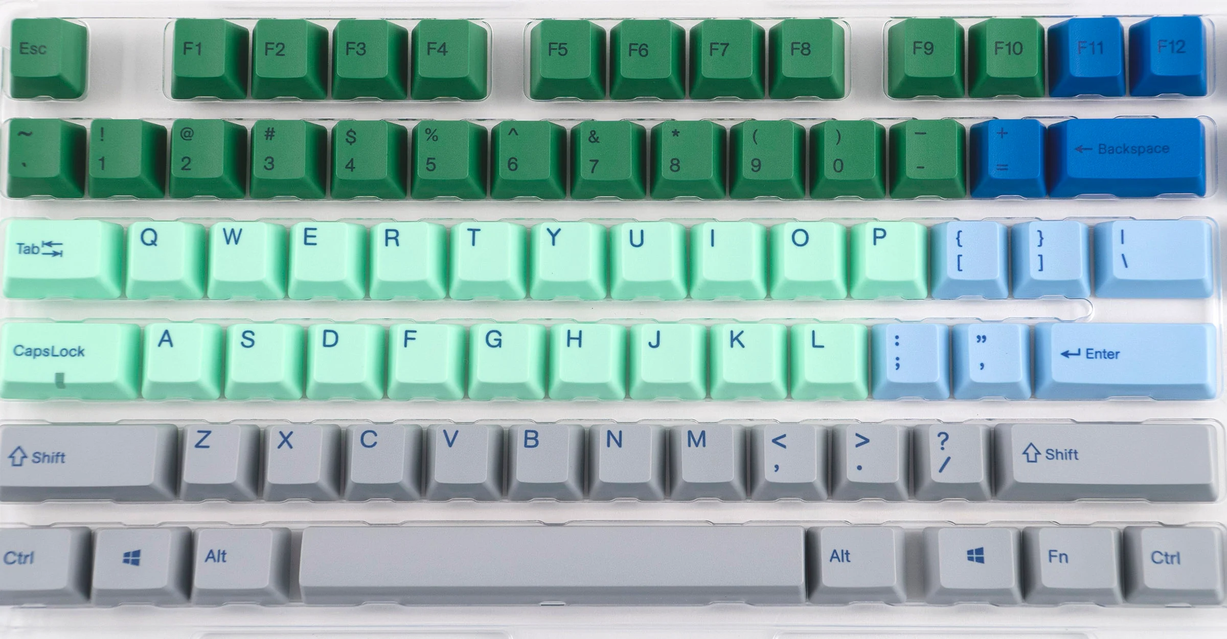 Varmilo Blue / Green / Grey Rivulet 108 Key Varmilo Profile Dye Sub PBT Keycap Set - Image 5