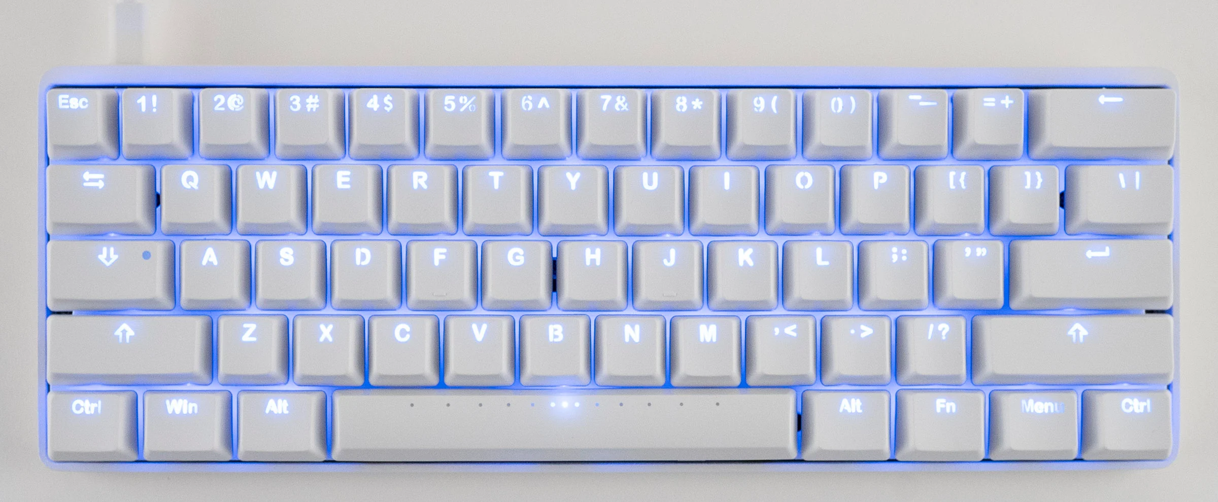 Vortex New POK3R White Aluminum 60% Blue LED Double Shot PBT Mechanical Keyboard - Image 2