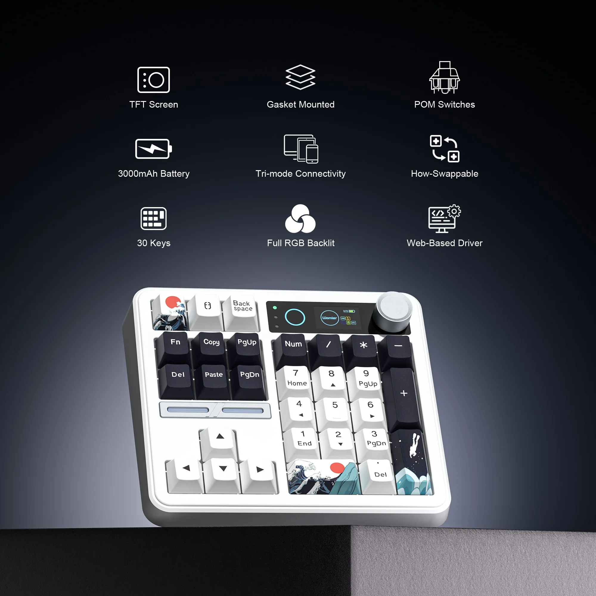 Womier SK30 Kanagawa Wireless Numpad Keyboard - Image 3