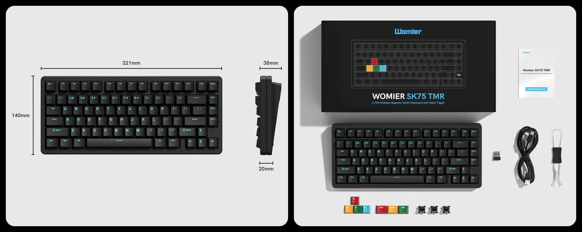 Womier SK75 TMR Magnetic 8K Aluminum Wireless RGB Keyboard - Image 8