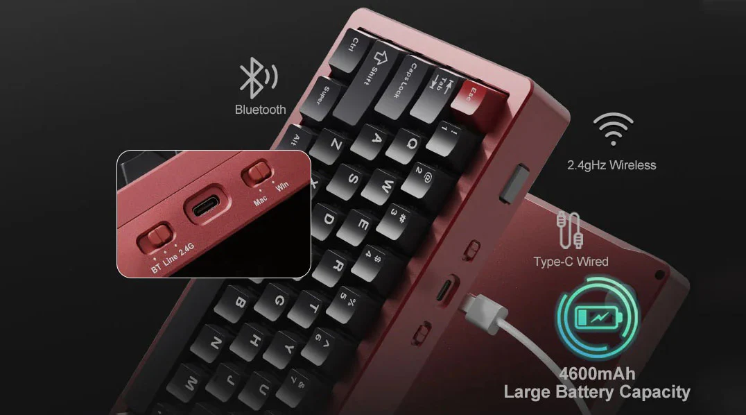 Yunzii AL71 Aluminum 65% Hotswap Bluetooth + 2.4 GHz. RGB Mechanical Keyboard - Image 2